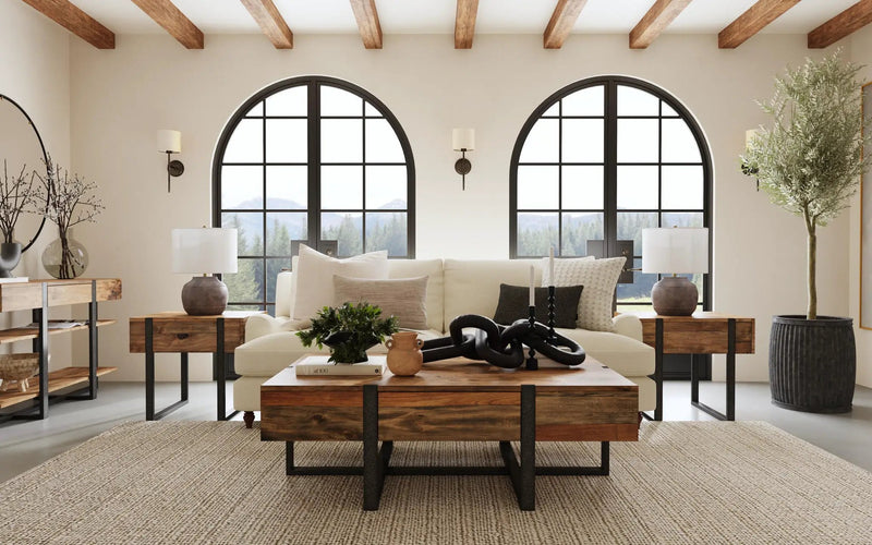 Prescott - Modern Reclaimed Wood Rectangular Sofa Table - Rustic Honey by Unique Piece Furniture