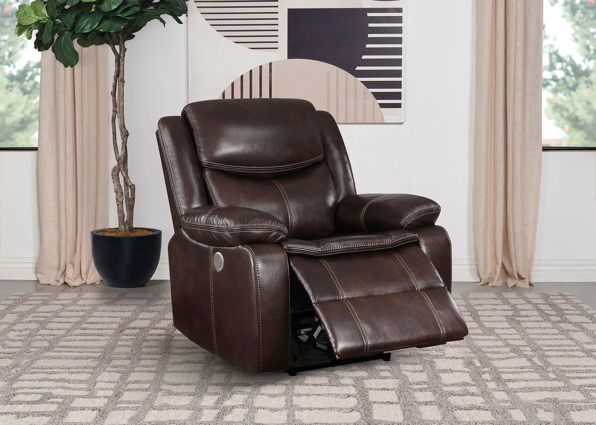 Sycamore Upholstered Power Recliner Chair Dark Brown by Unique Piece Furniture