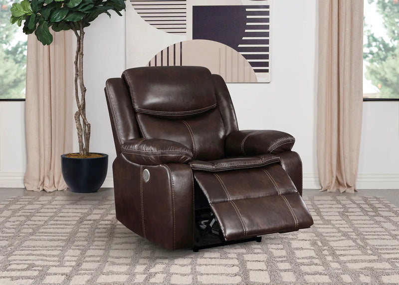 Sycamore Upholstered Power Recliner Chair Dark Brown by Unique Piece Furniture