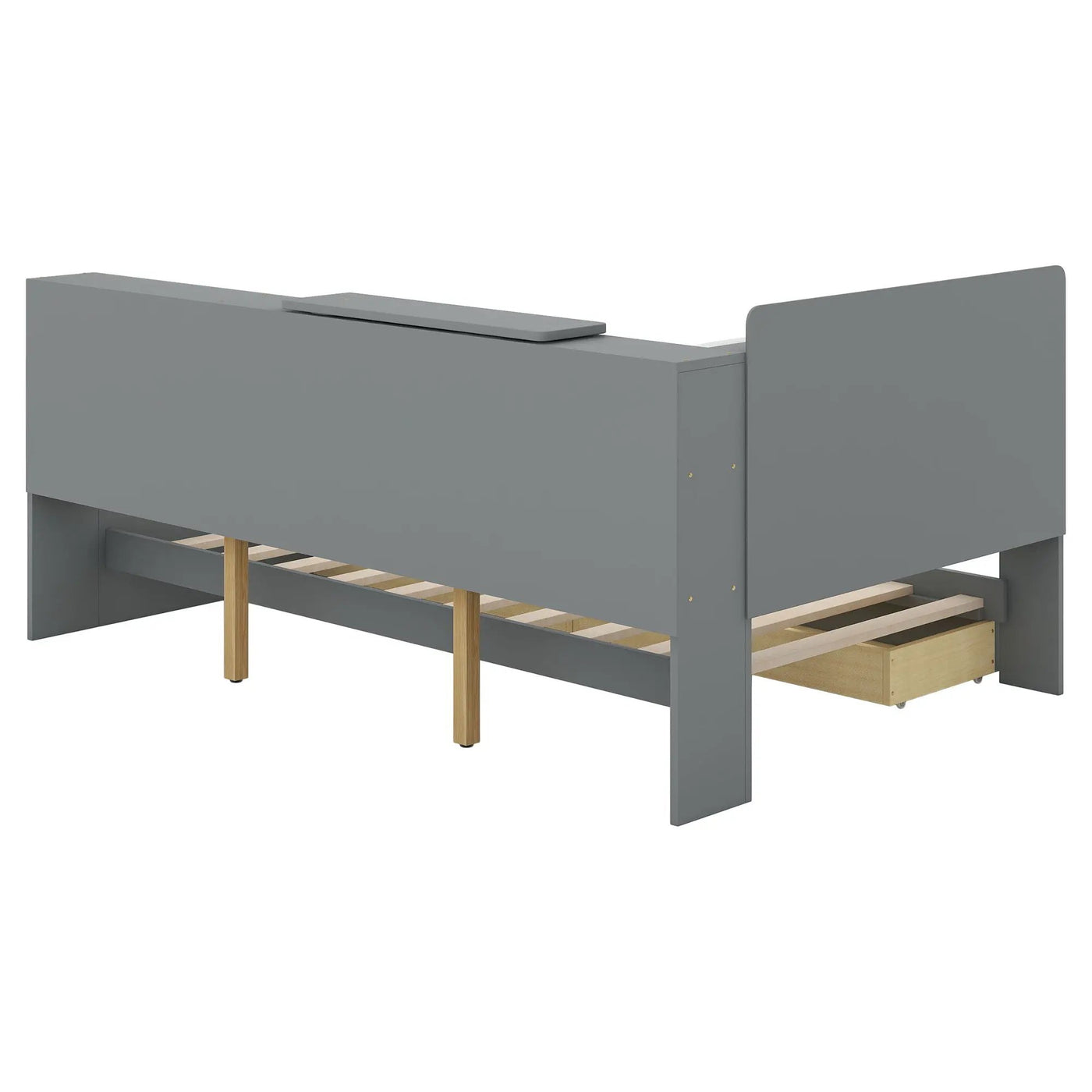 Platform Bed With Storage Headboard, Shelves And 2 Drawers by HouseOfZazla