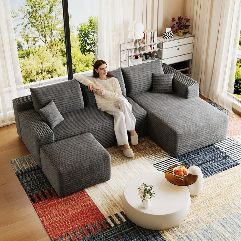 95" Cloud Sectional Sofa with Ottoman by HouseOfZazla