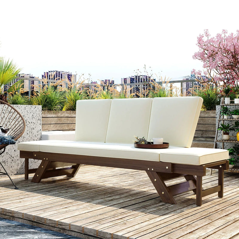 TOPMAX Outdoor Adjustable Patio Wooden Daybed Sofa Chaise Lounge by HouseOfZazla