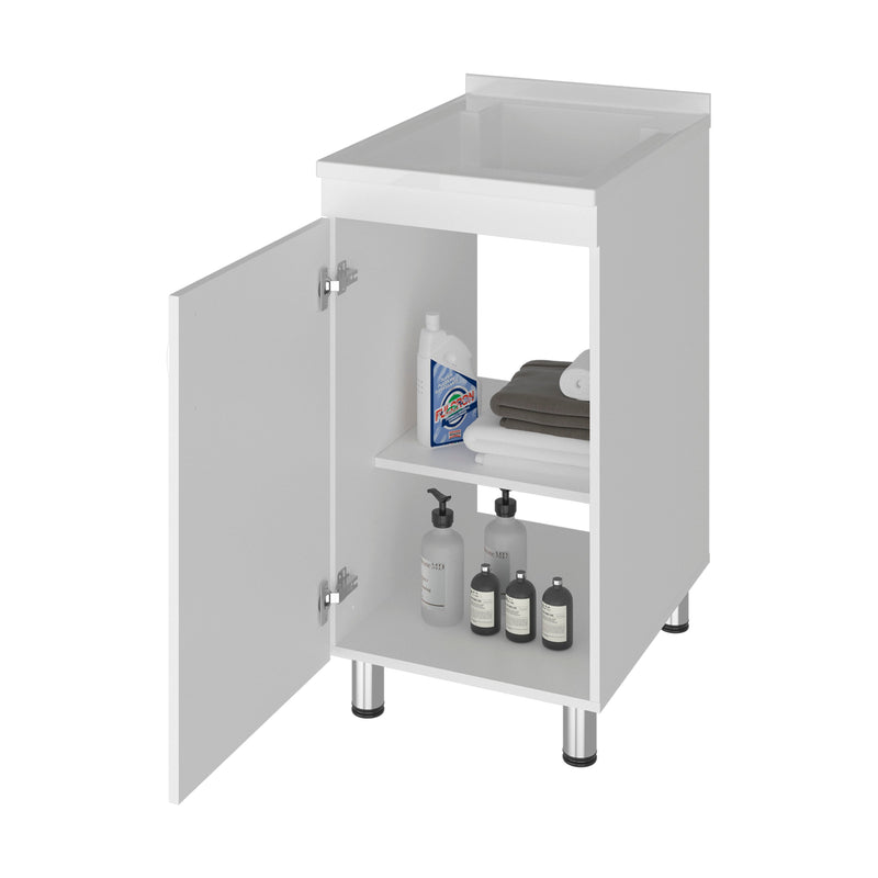 Slee Compact Utility Sink Cabinet with Storage and Metal Legs for Laundry Room by HouseOfZazla