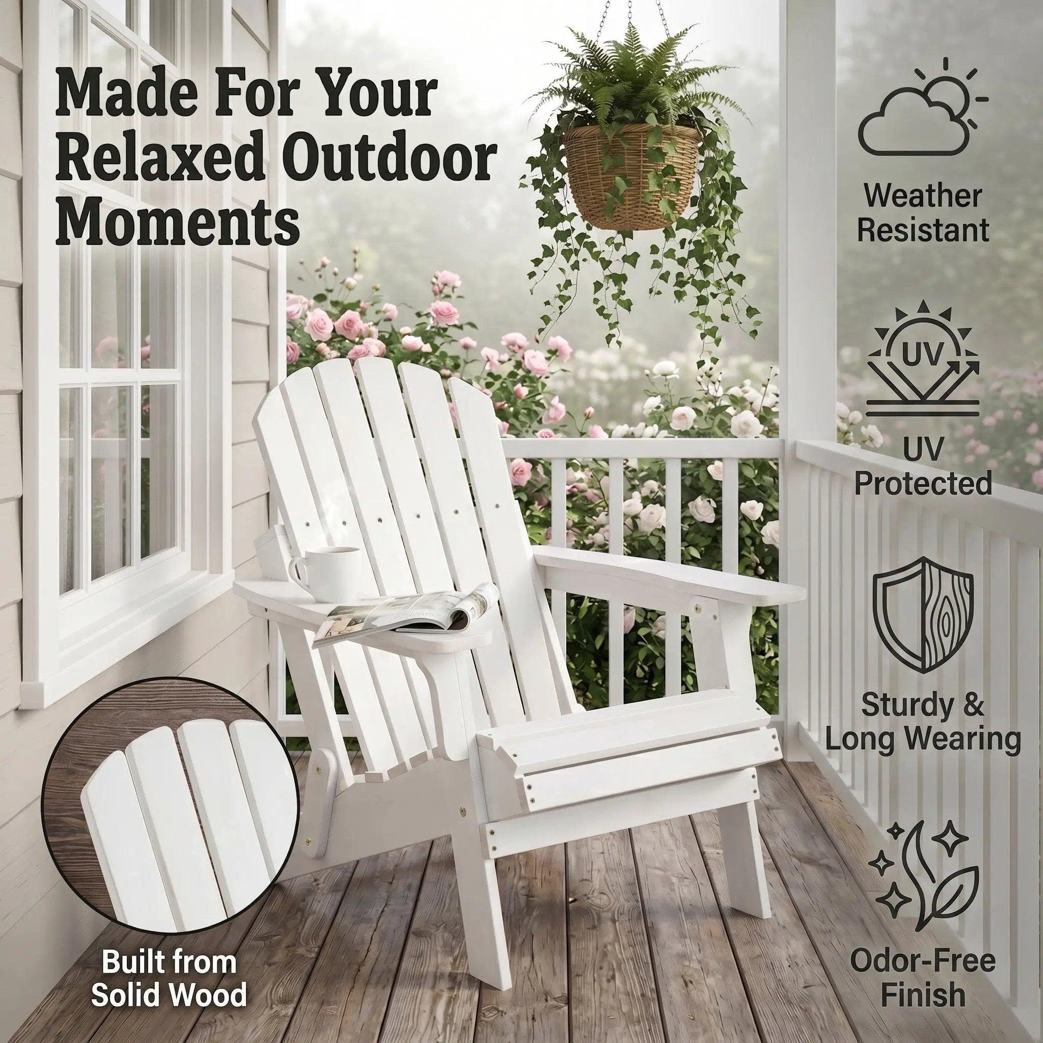 Oversize Wooden Outdoor Folding Adirondack Chair by HouseOfZazla