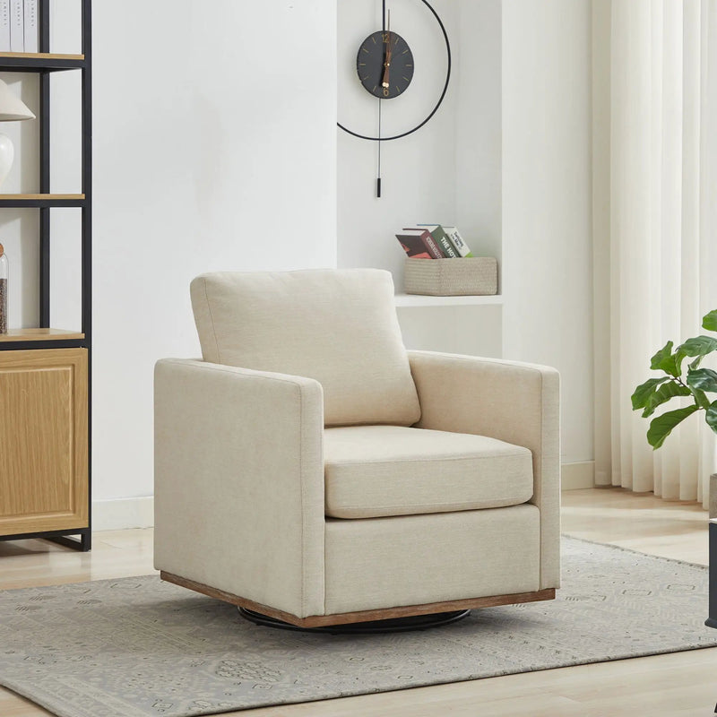 Modern Square Upholstered Swivel Accent Chair with Metal Base by HouseOfZazla