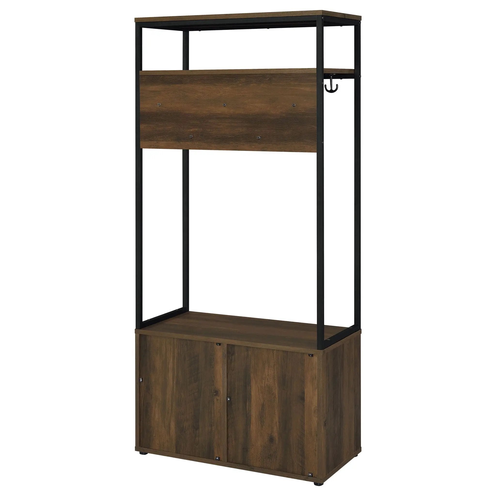 Flora - 2 Door Coat Rack Hall Tree Storage Bench And Multi Functional Storage - Natural