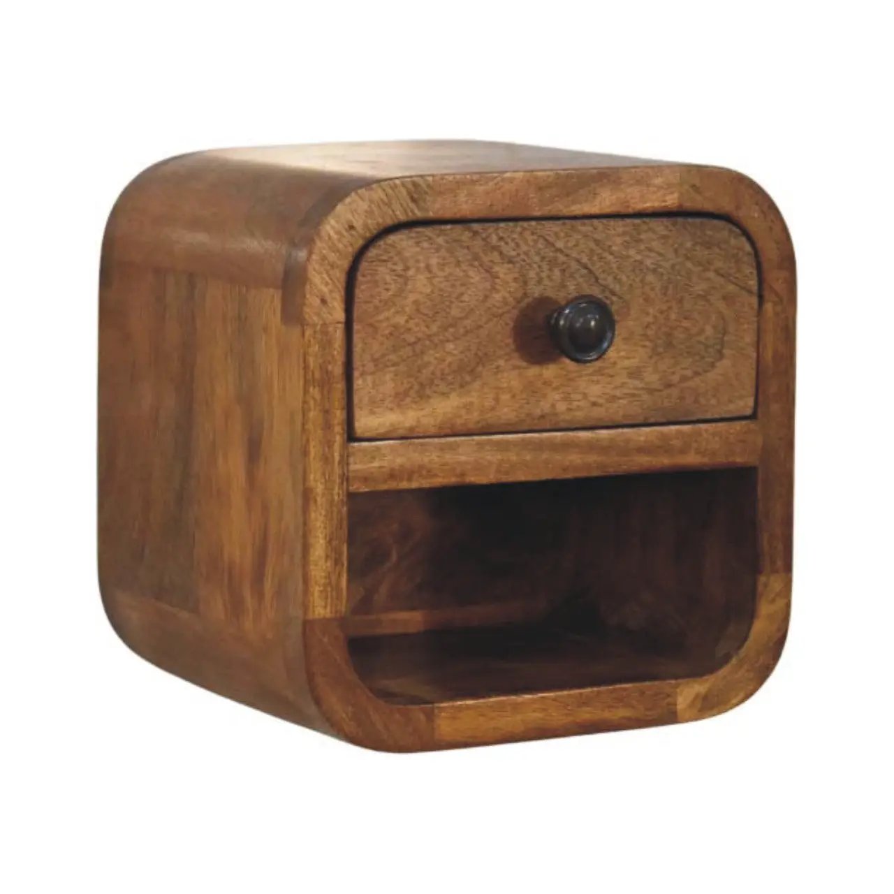 Solid Wood Curved Wall Mounted Bedside Table by HouseOfZazla