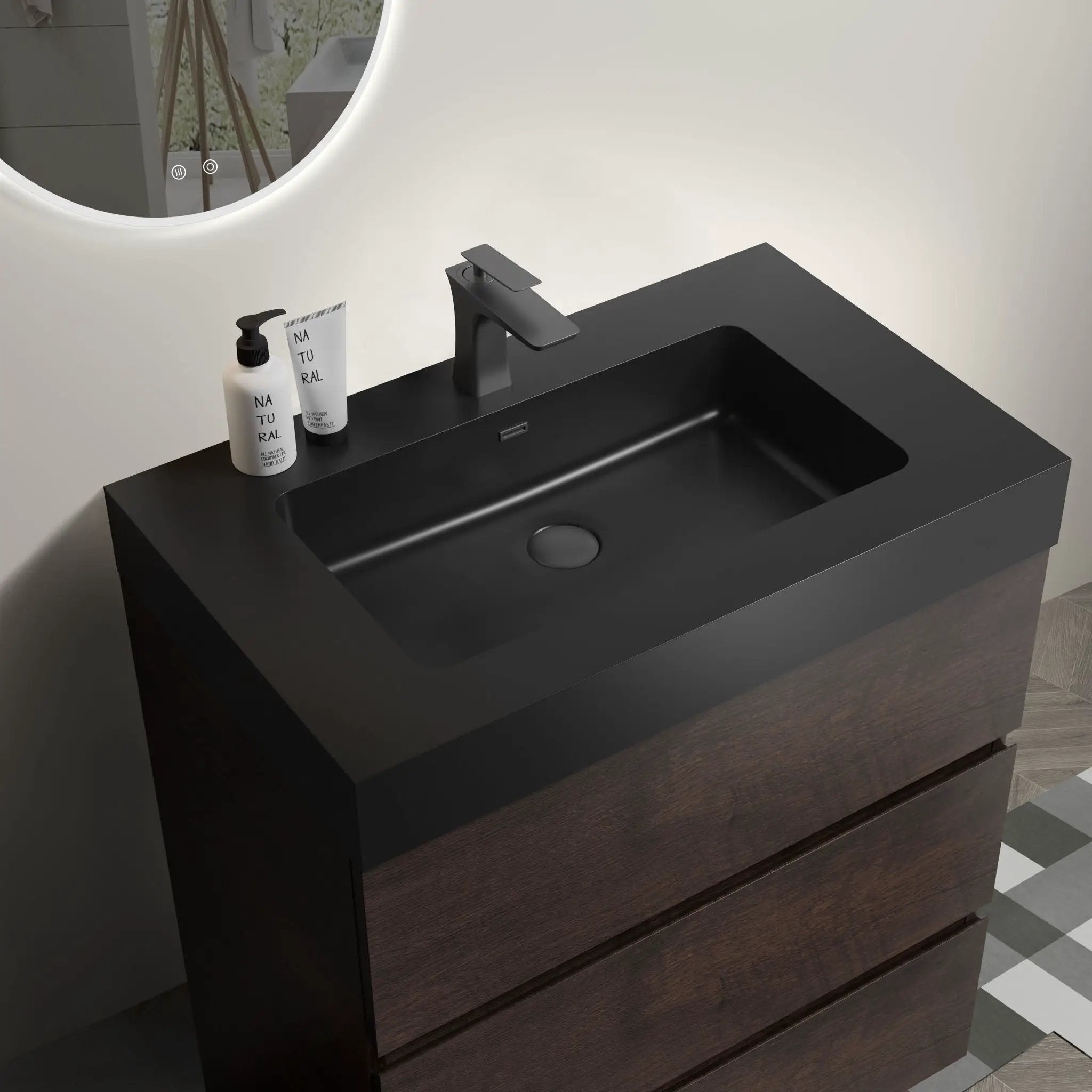 Alice - Bathroom Vanity With Large Storage Freestanding Bathroom Vanity, Sink For Modern Bathroom, One-Piece Sink Basin Without Drain And Faucet by Unique Piece Furniture