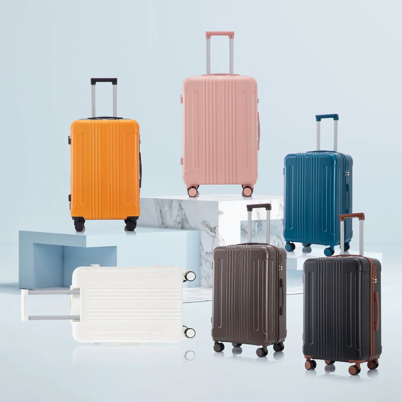 3-Piece ABS Spinner Wheel Luggage Set in Black and Orange by HouseOfZazla