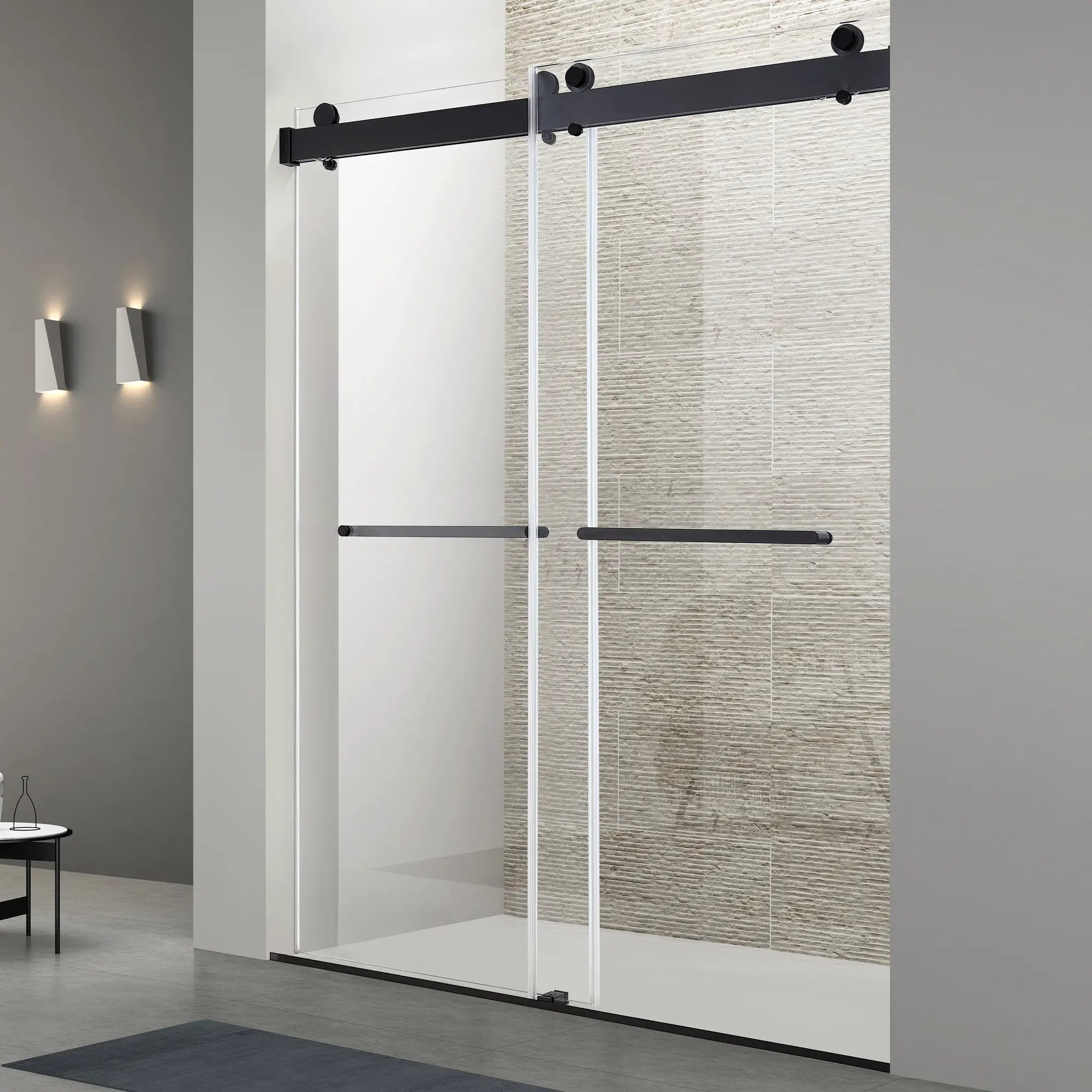 48 inches x 76 inches Double Sliding Shower Door in Matte by HouseOfZazla