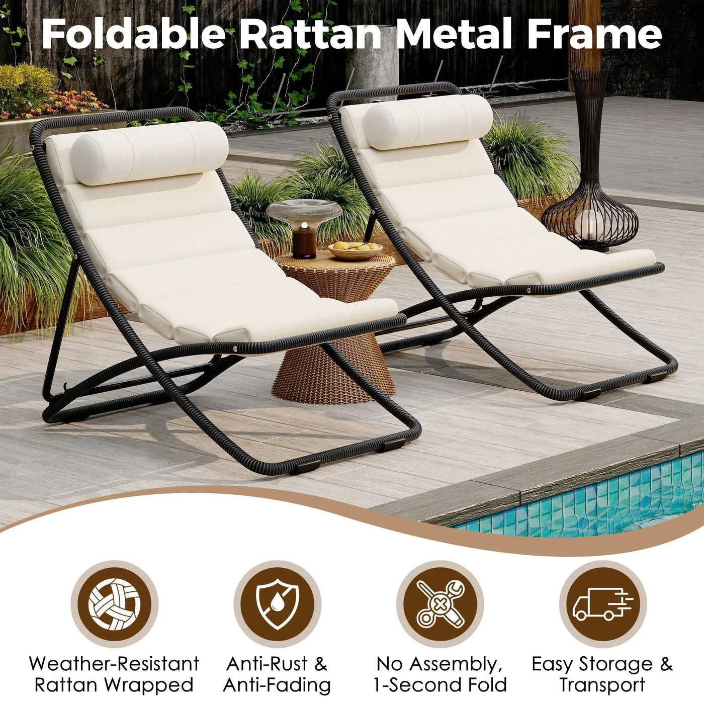Outdoor Folding Chair With Adjustable Backrest (Set of 2) by HouseOfZazla
