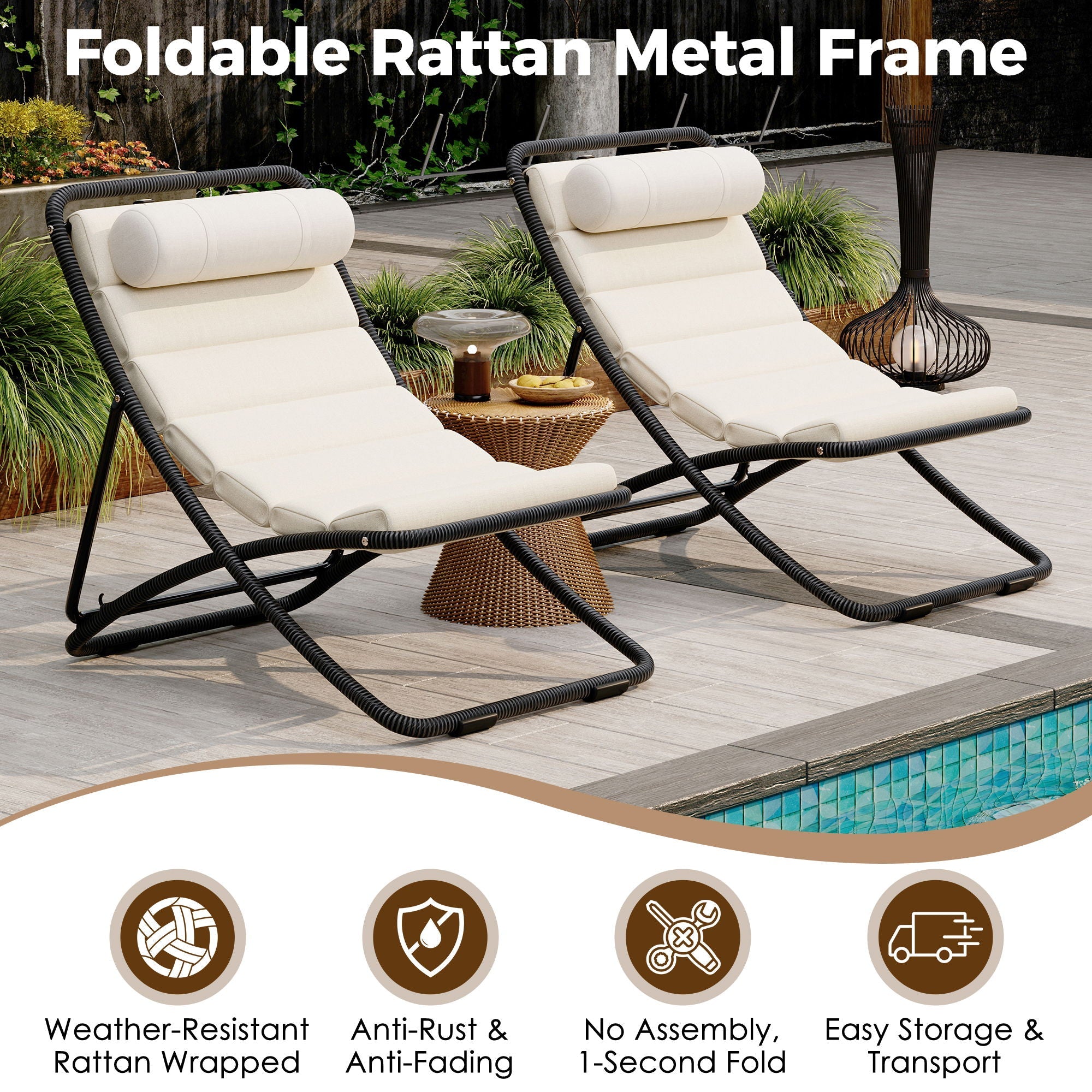 Outdoor Folding Chair With Adjustable Backrest (Set of 2) by HouseOfZazla