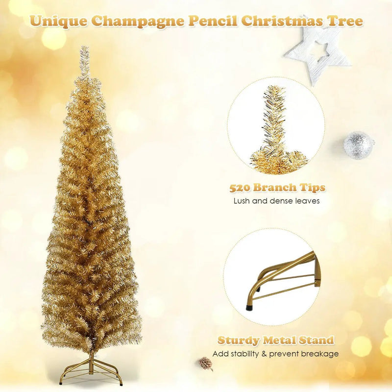 6 Feet Tinsel Tree Unlit Slim Pencil Christmas Tree by DirectDeals