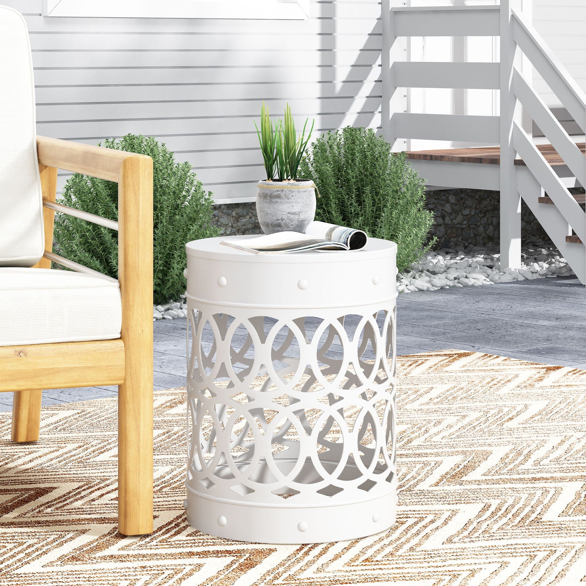 Outdoor Metal Large End Table, Modern Design by HouseOfZazla