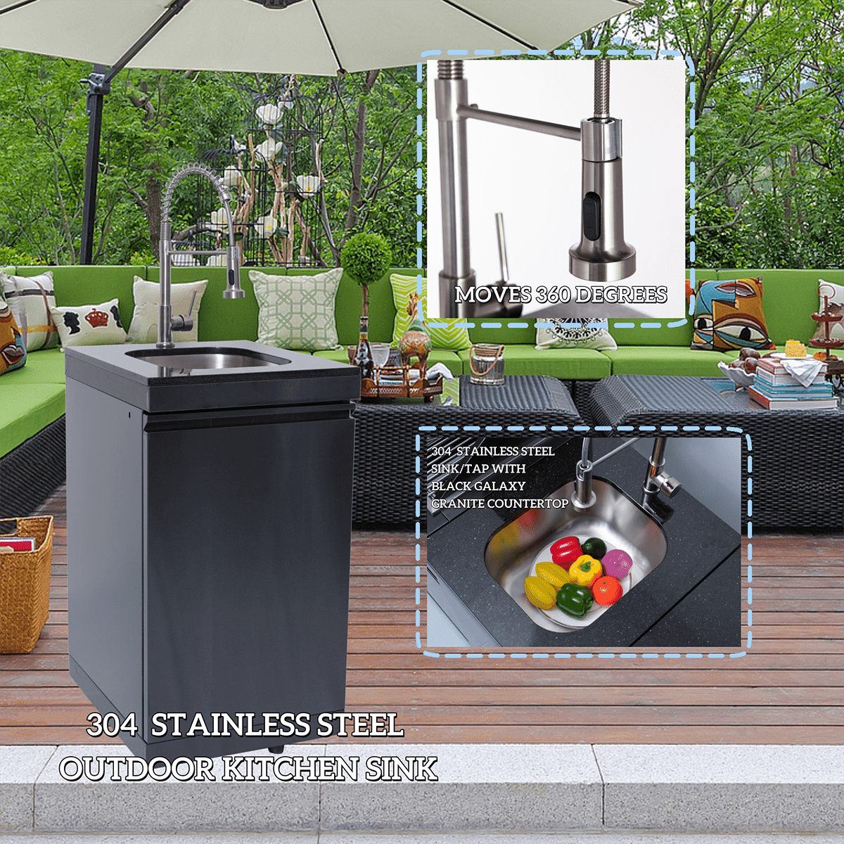 104" 4-Burner 72000 BTU Black Outdoor Kitchen Island Grill with Storage Cabinets & Drawers by Chery Industrial