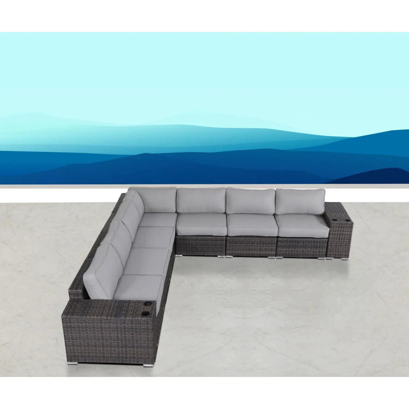 Modern Rattan Wicker Seating Group With Cushions by HouseOfZazla