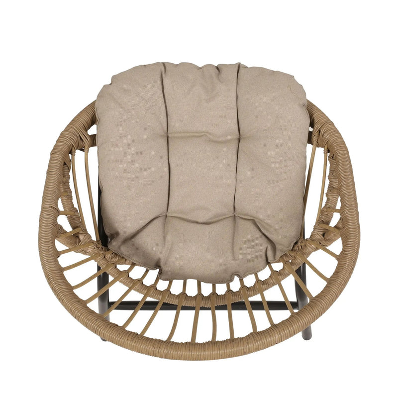 Outdoor Accent Chair With Curved Back And Basket Frame (Set of 2) - Light Brown / Beige by HouseOfZazla