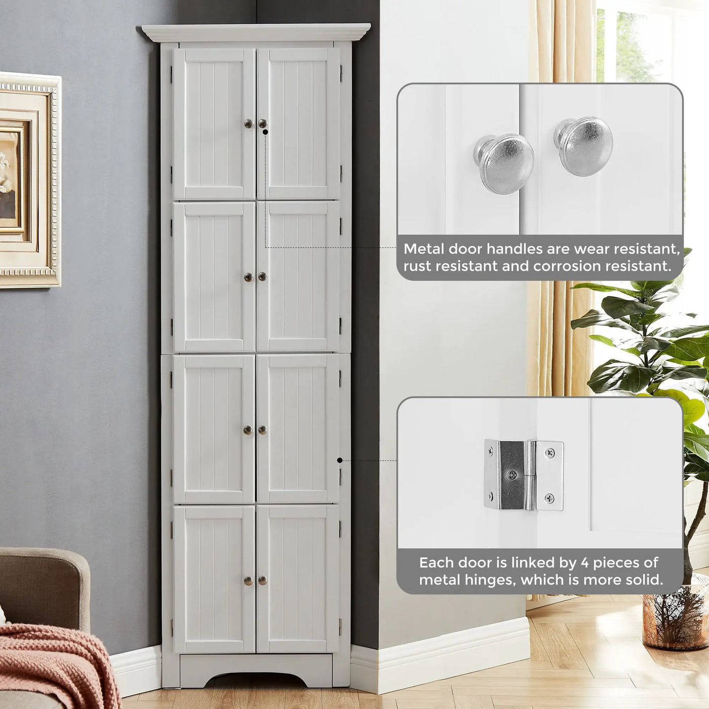 Tall Storage Cabinet With Doors And 4 Shelves For Living Room, Kitchen, Office, Bedroom, Bathroom, Modern by HouseOfZazla