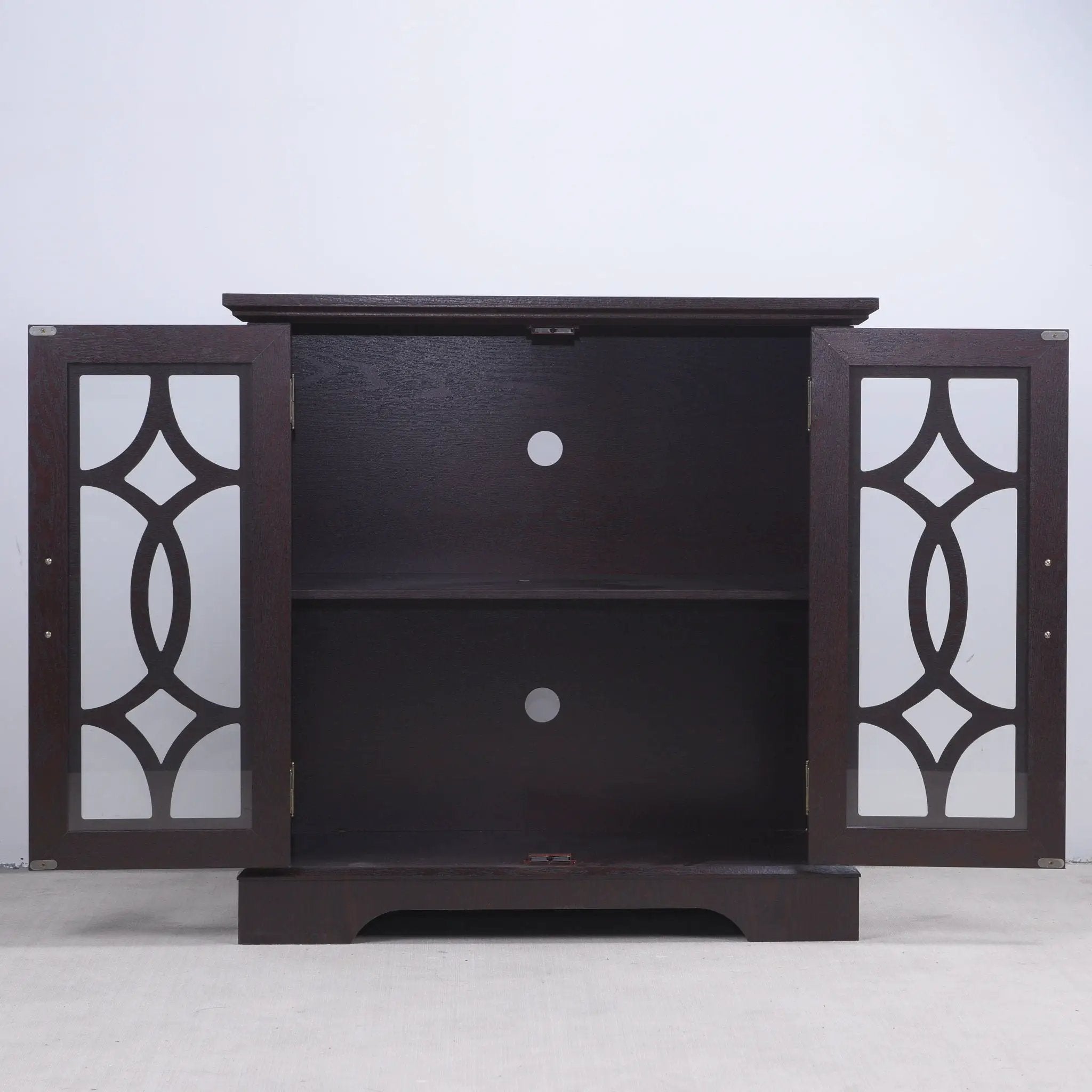 Modern Sideboard With Tempered Glass Doors - Ox Blood Red