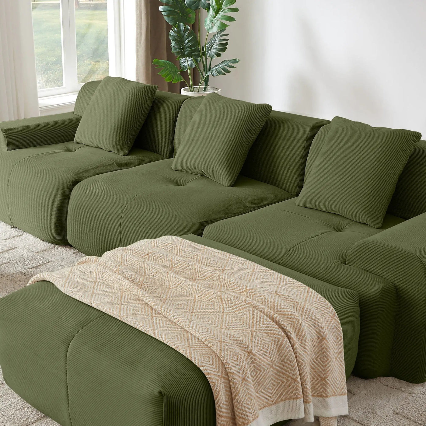 L Shaped Modular Sectional Sofa And Movable Ottoman by HouseOfZazla