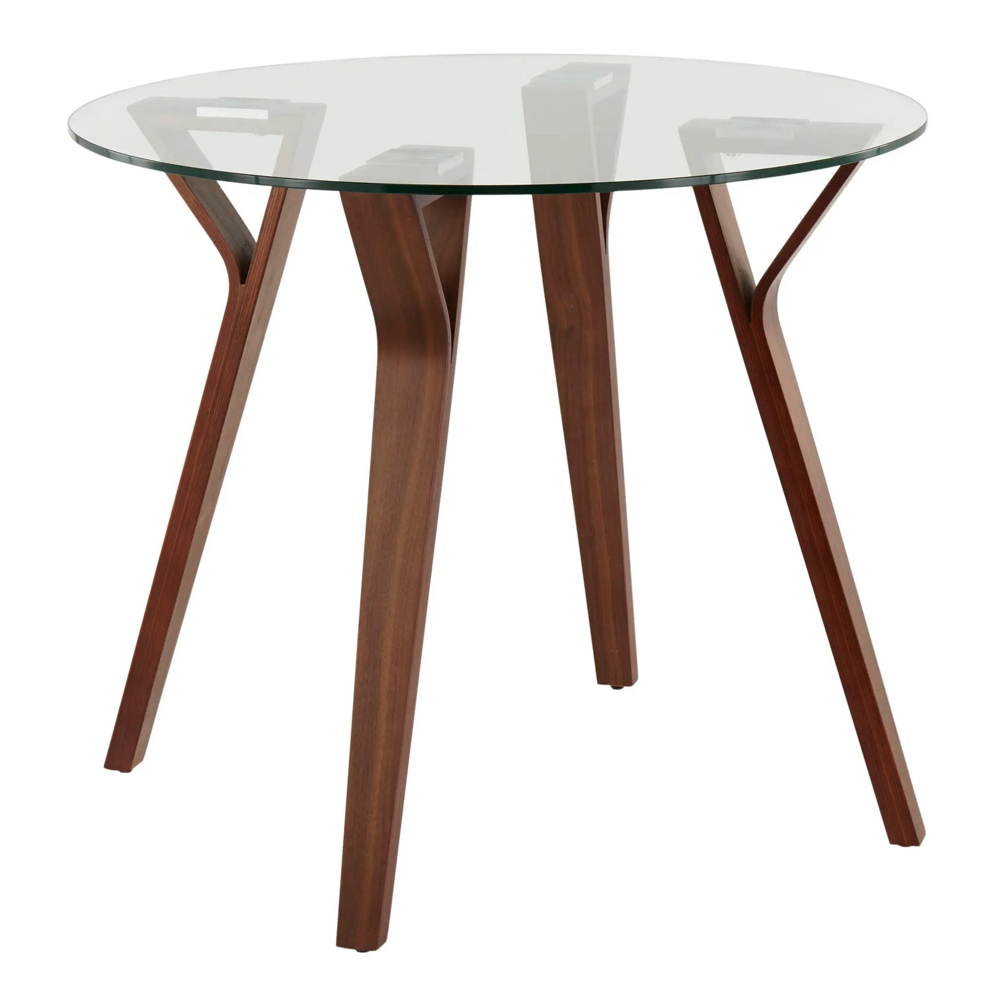 Folia - Mid-Century Modern Round Dinette Table - Walnut / Clear by HouseOfZazla