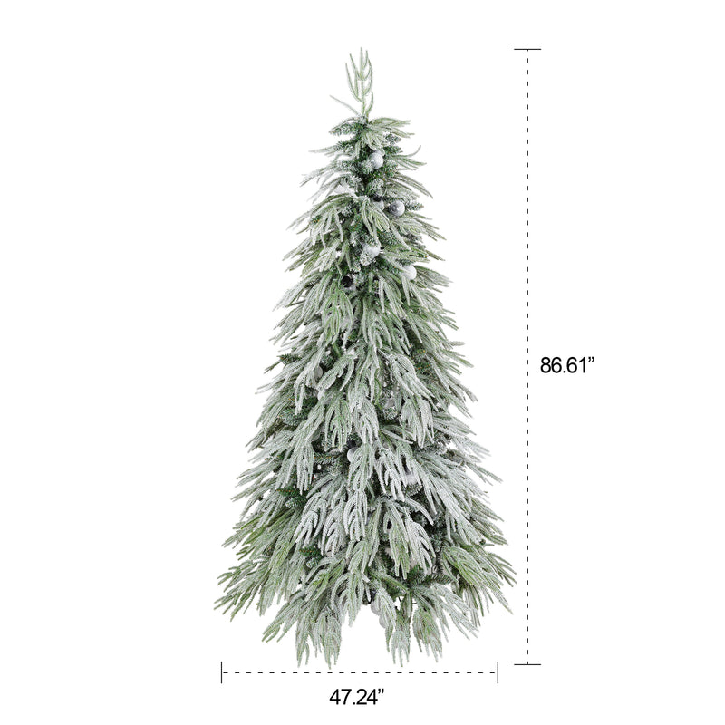 7 FT Pre-Lit Flocked Artificial Christmas Tree with LED Lights - White, photo 3 of 8