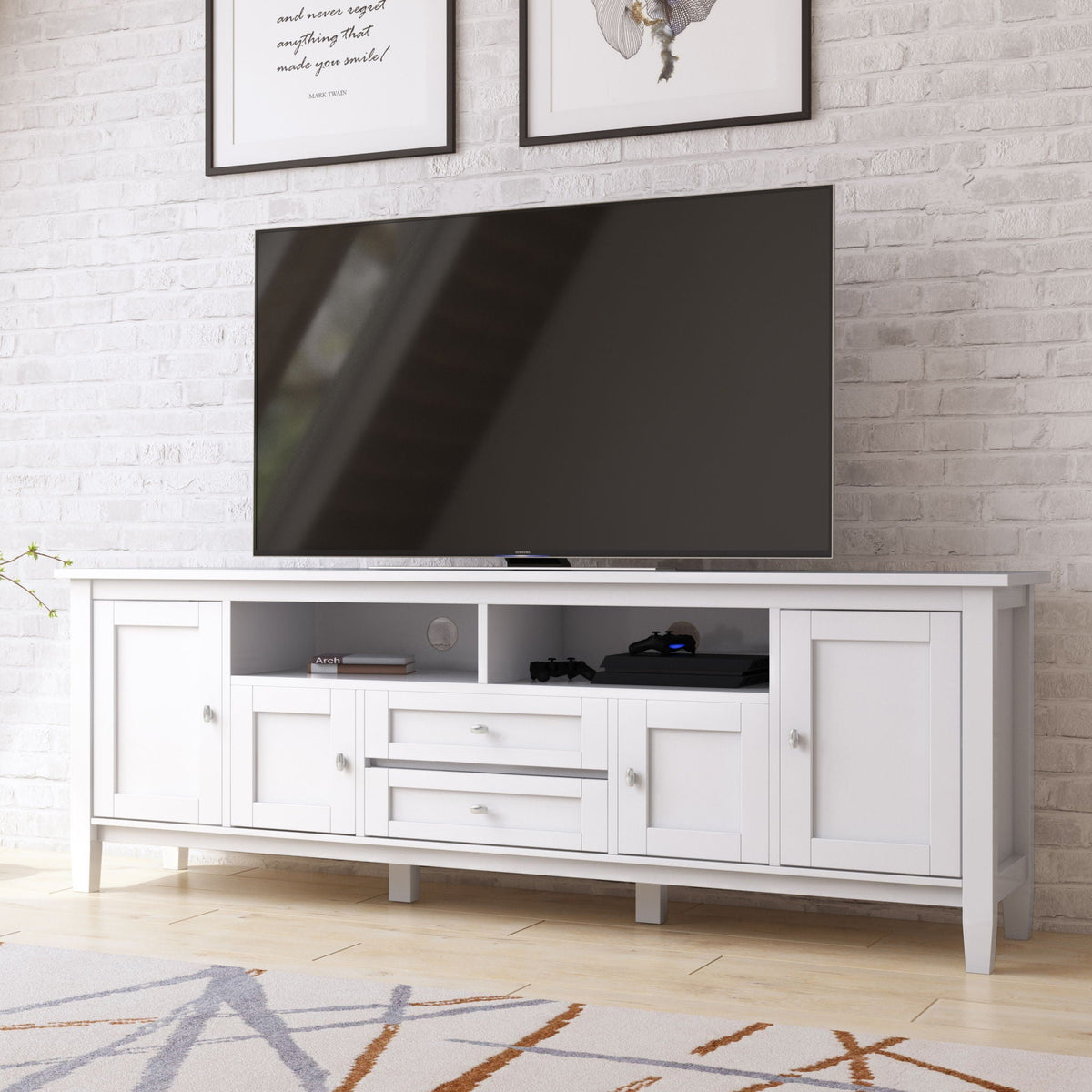 Handcrafted Solid Wood TV Media Stand with Ample Storage - Light Brown or White, photo 25 of 26
