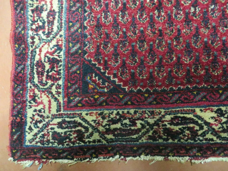 2.5' X 4' Vintage Handmade Indian Amritsar Wool Rug Paisley Design Red by Jewel Rugs