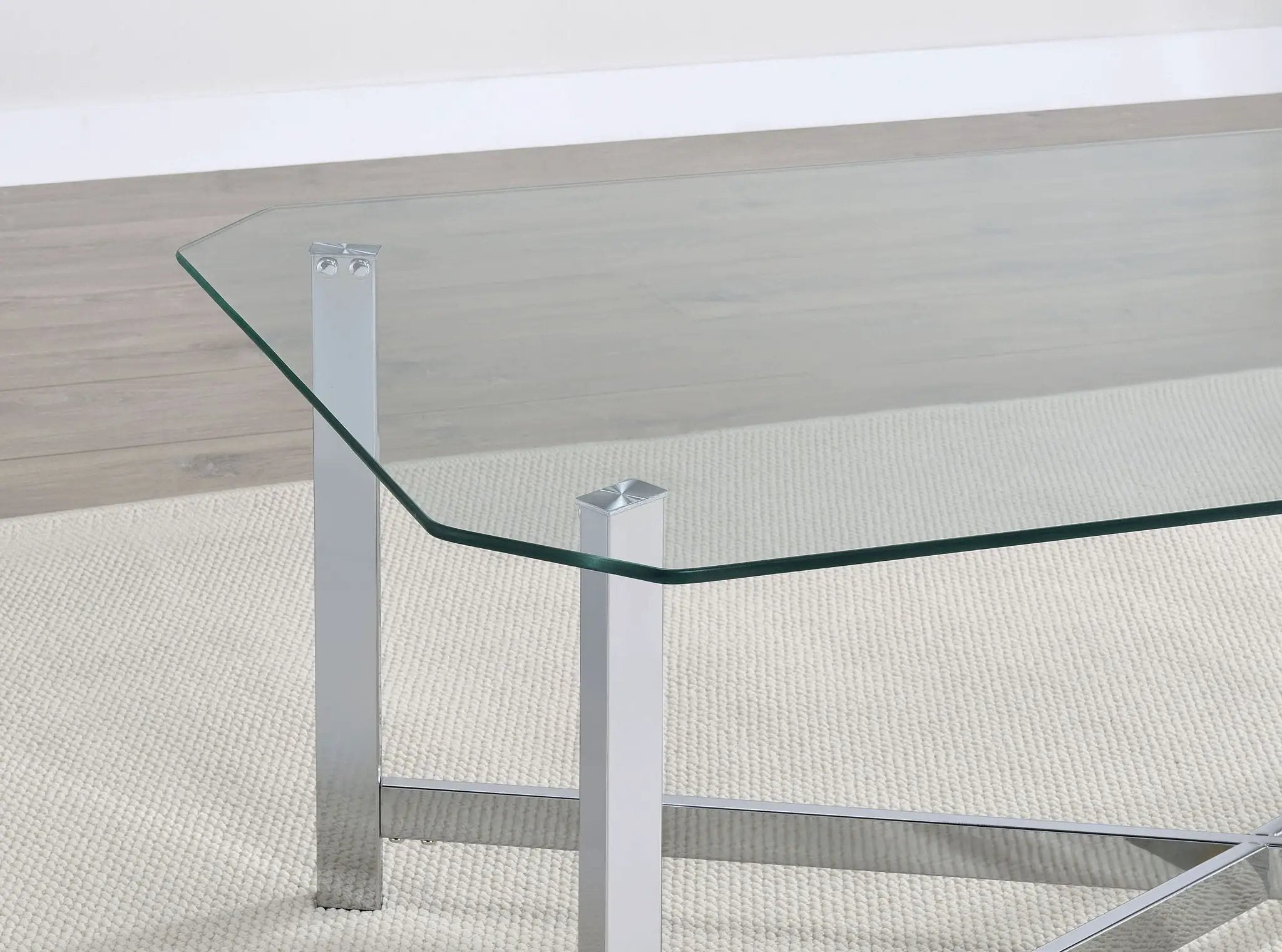 Cronin Square Tempered Glass Top Side End Table Chrome by Unique Piece Furniture