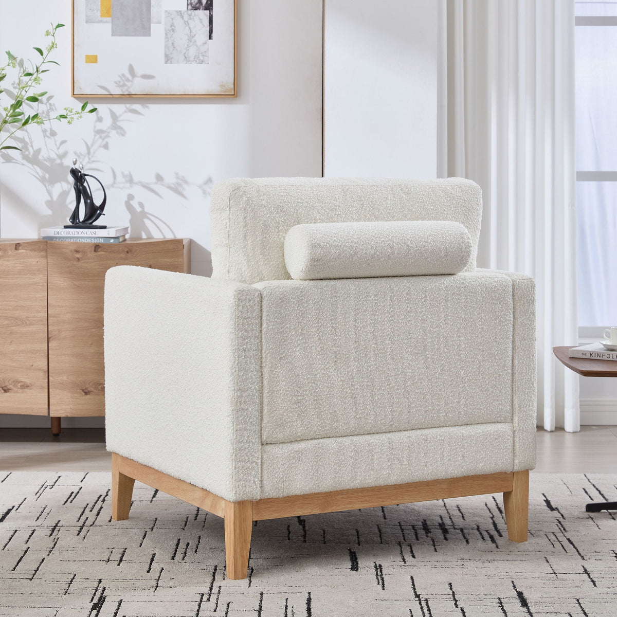 Wide Modern Performance Accent Chair With Natural Legs, photo 9 of 13