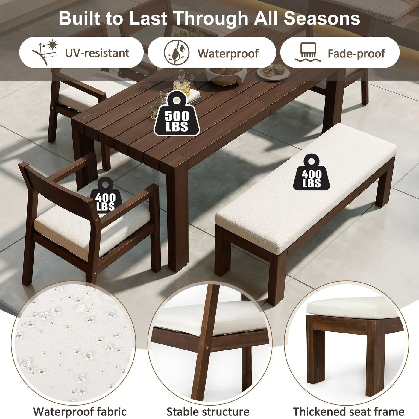 Outdoor Dining Set Rectangular Table With Umbrella Hole by HouseOfZazla