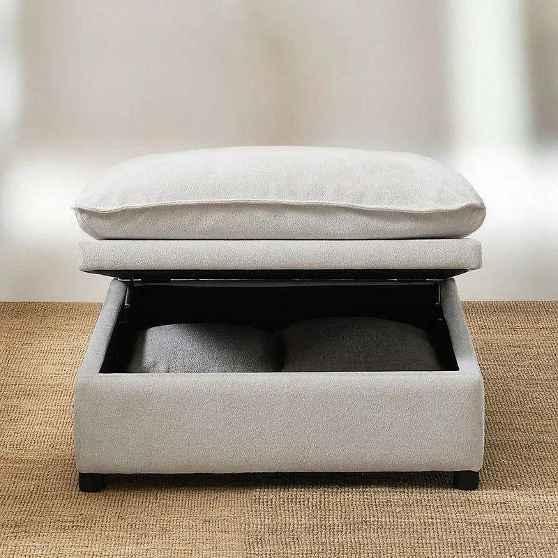 Marisa - Modular Ottoman With Storage - Beige Boucle by Unique Piece Furniture