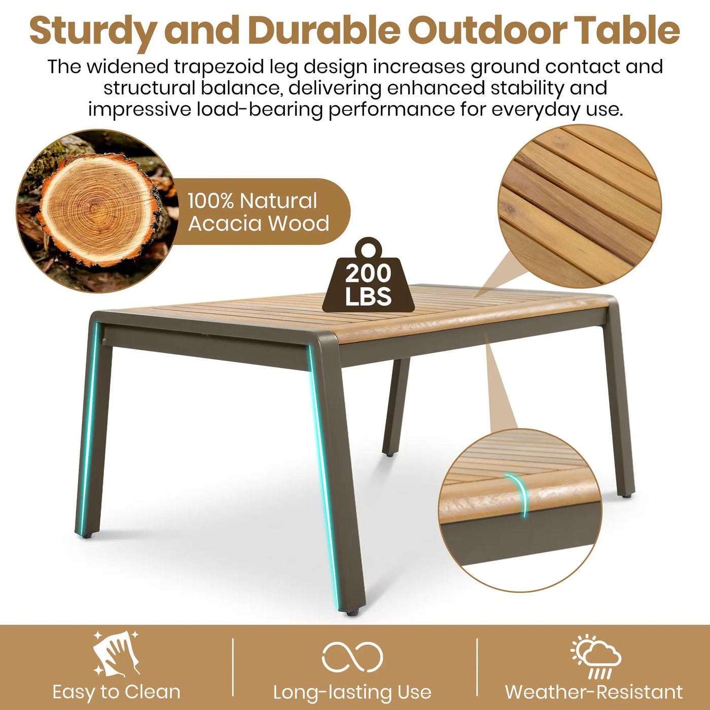 6-Piece Outdoor Patio Furniture Set with Steel Frame Sofa & Acacia Wood Table by HouseOfZazla