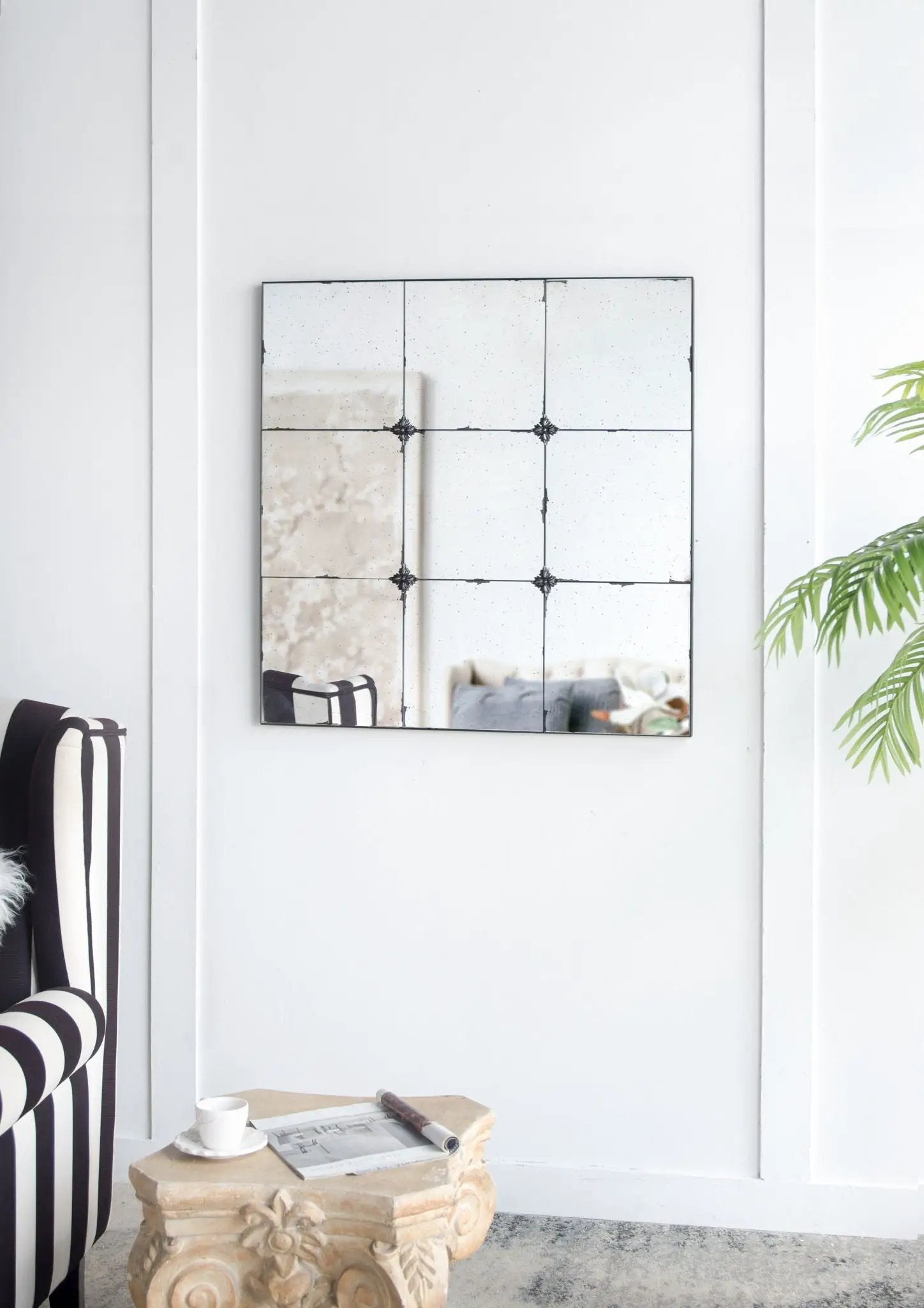 Traditional Decor Style Antique Glass Panel Mirror, Wall Mirror For Bathroom Entryway Console Lean Against Wall by Unique Piece Furniture