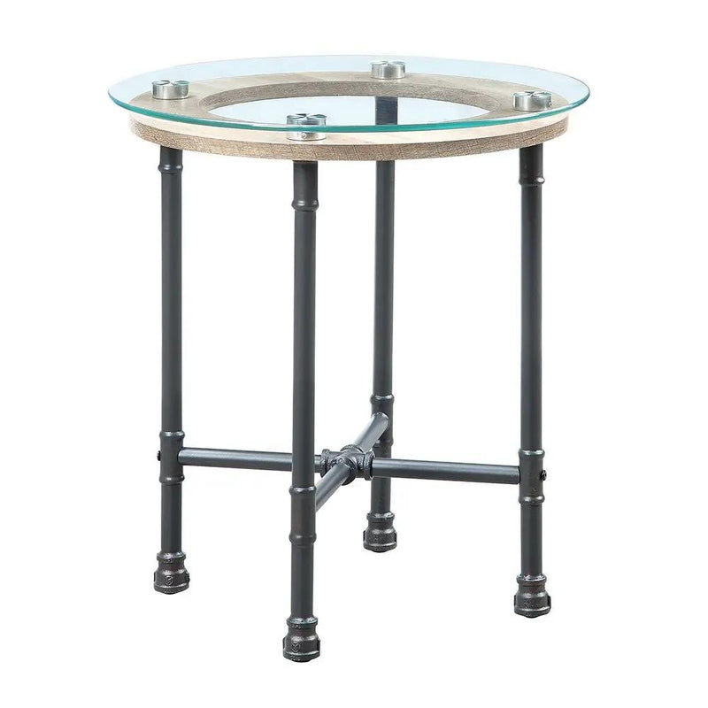 Brantley - End Table - Clear Glass & Sandy Gray by Unique Piece Furniture