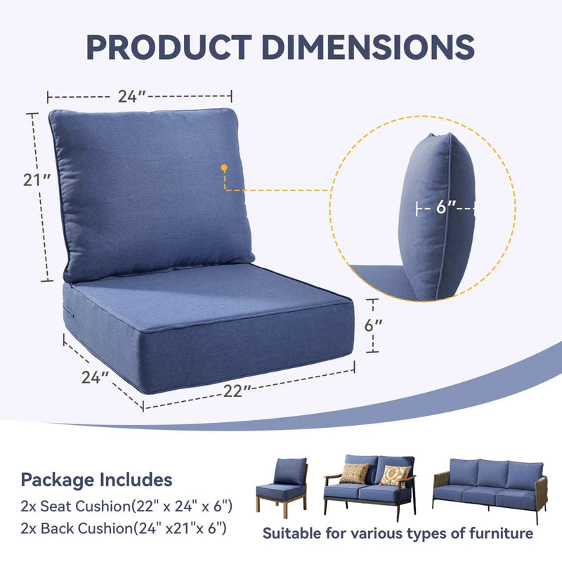 6" Thicker Outdoor Chair Cushion Set by HouseOfZazla