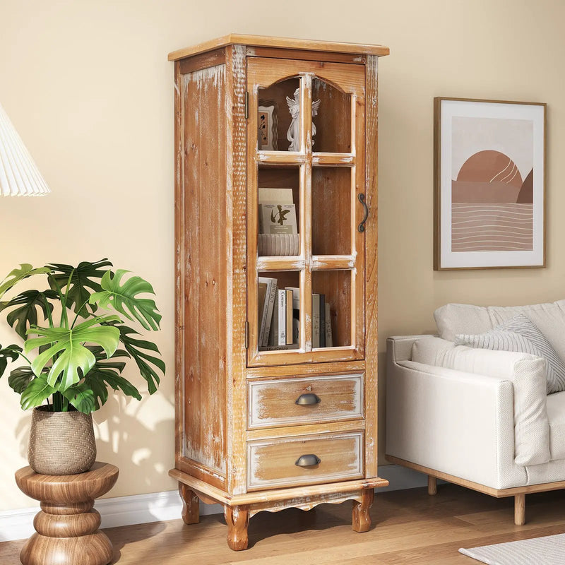 Rustic Wooden Storage Cabinet with Decorative Cutout Door & 2 Drawers by HouseOfZazla