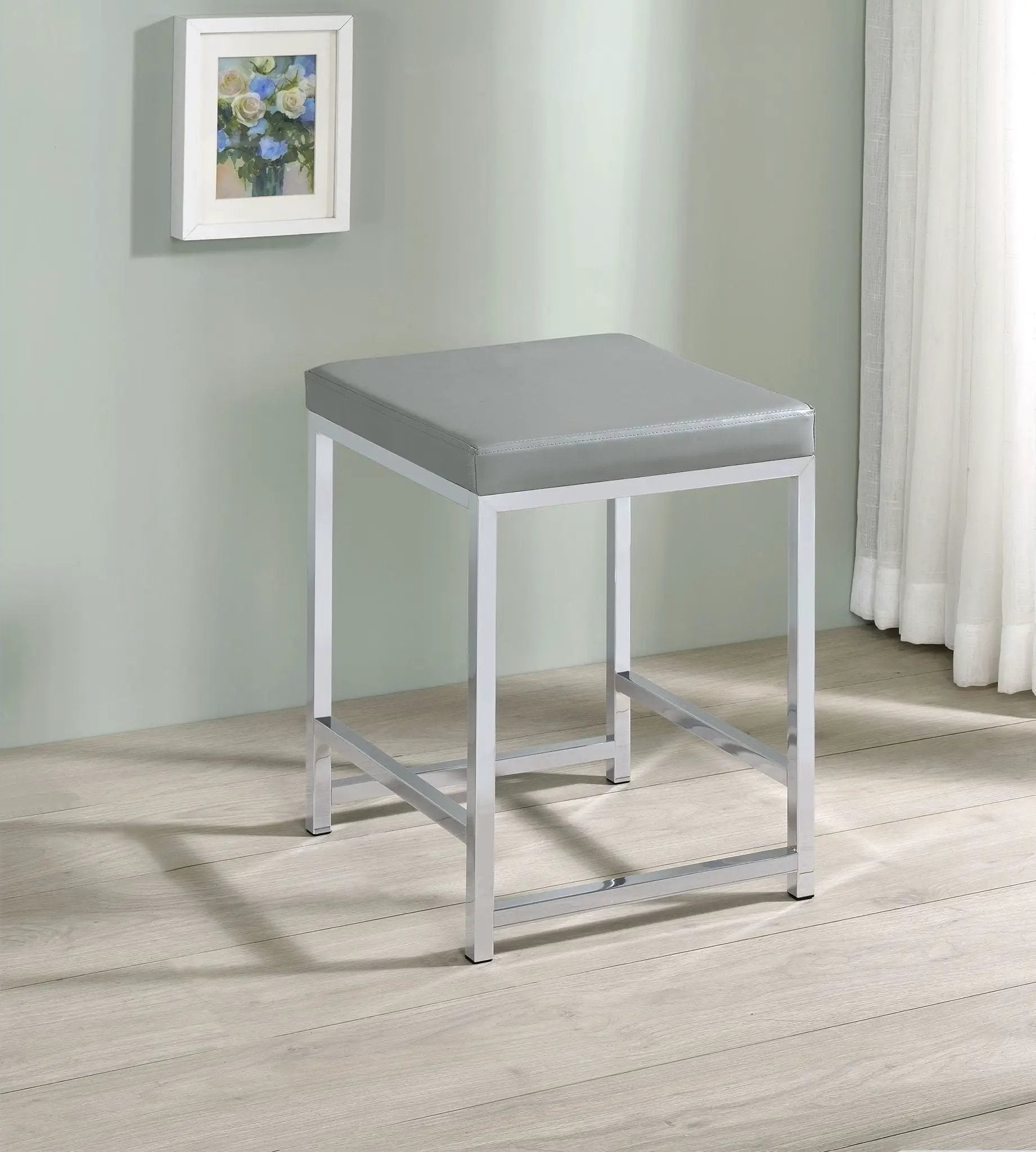 Umbridge Upholstered Square Padded Cushion Vanity Stool by Unique Piece Furniture