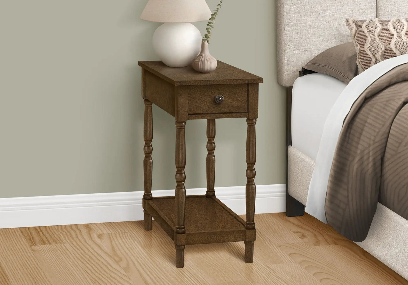 Accent End Table with 2 Tiers and Storage Drawer by HouseOfZazla