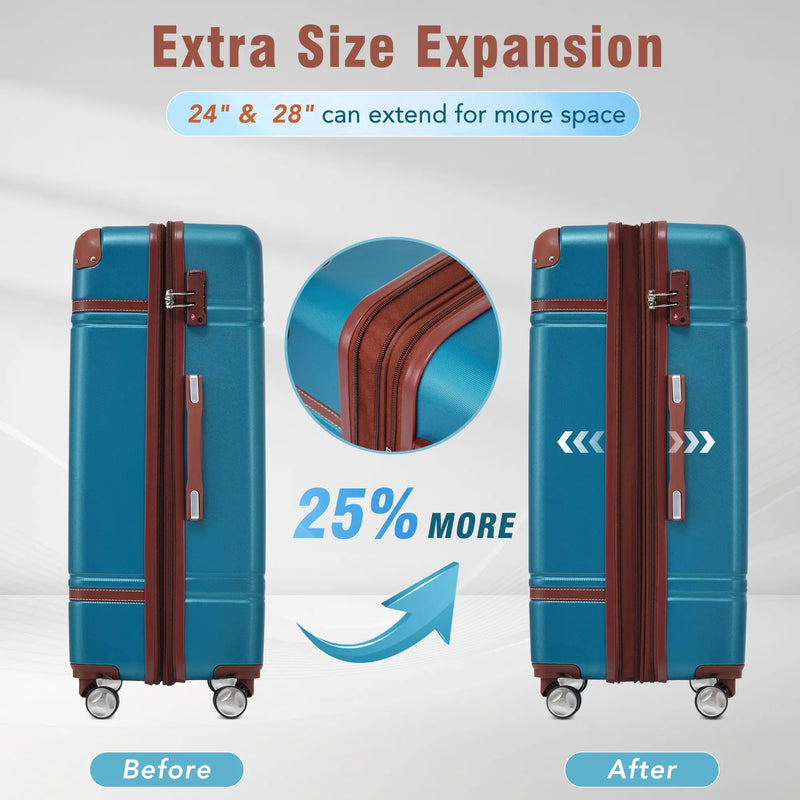 Hardshell Luggage Sets 3 Pieces 20" / 24" Luggages And Cosmetic Case Spinner Suitcase With Tsa Lock Lightweight by HouseOfZazla