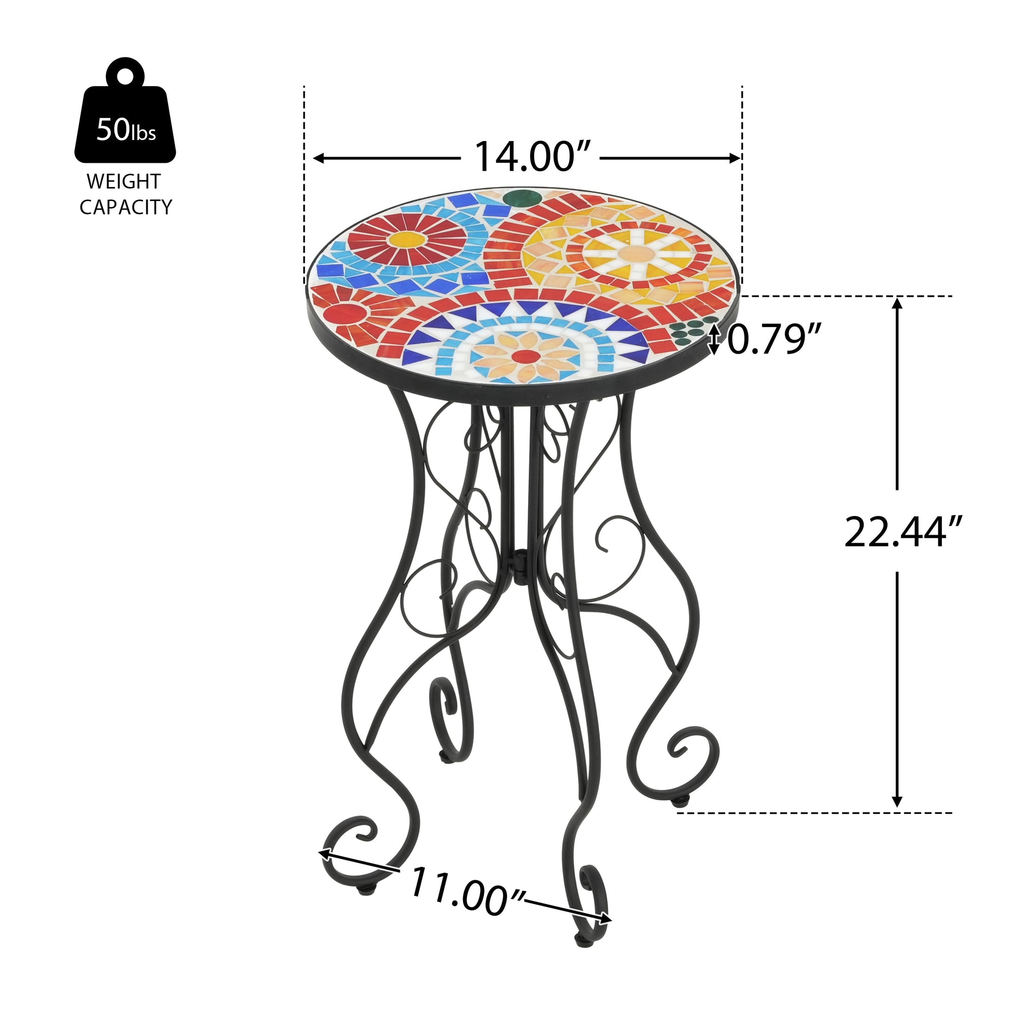 Outdoor Side Table, Colorful+Black by HouseOfZazla