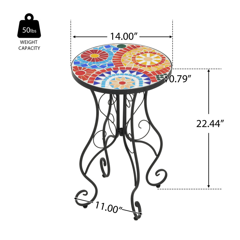 Outdoor Side Table, Colorful+Black by HouseOfZazla