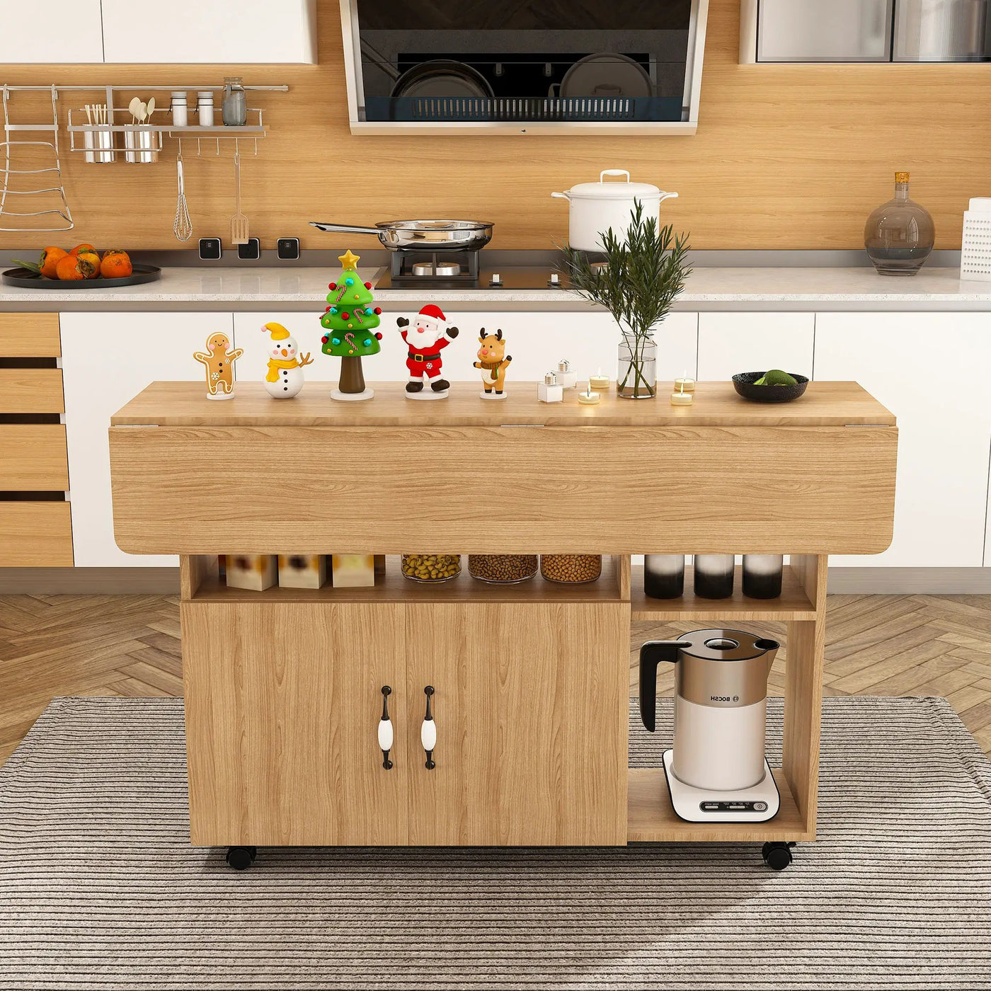 Multi Functional Folding Table With Storage Shelves And Wheels by HouseOfZazla