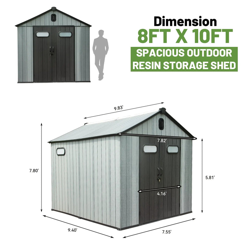 8X10FT Outdoor Resin Storage Shed by HouseOfZazla