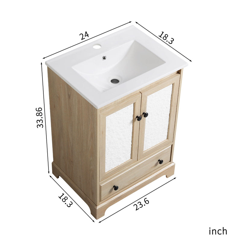 Bathroom Vanity With Basin 1 Drawer, Particle Board Construction, Free Standing Storage - Brown by HouseOfZazla