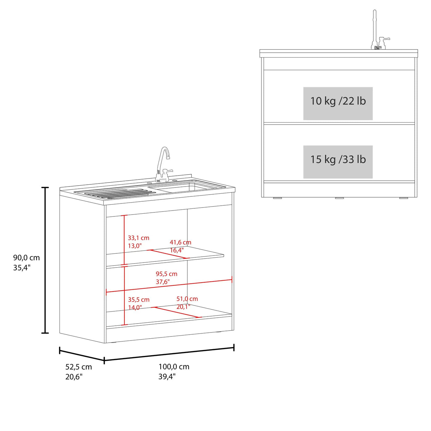 Salento Freestanding Sink, Double Door Cabinet, Two Shelves by HouseOfZazla