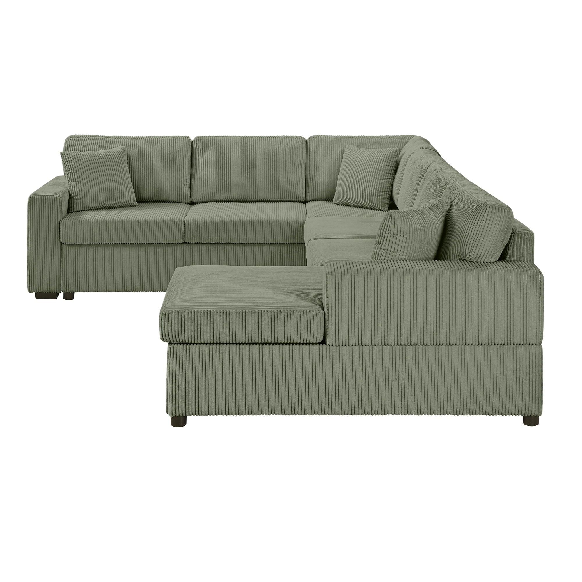 Oversized Sectional U-Shaped Sofa With Chaise Lounge And Three Soft Throw Pillows by HouseOfZazla