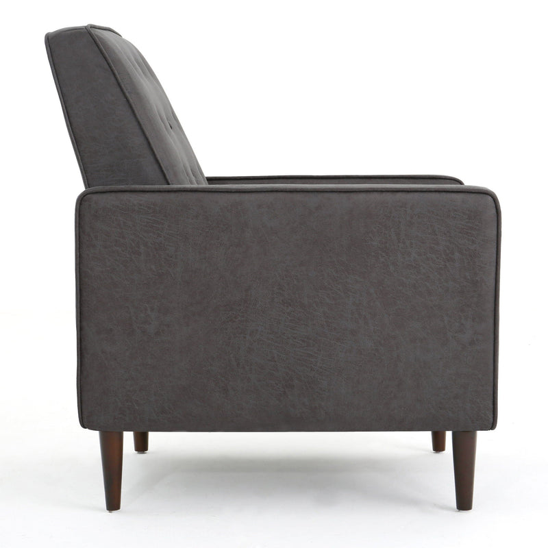 Macedonia - Mid Century Modern Button Tufted Fabric Recliner - Slate by HouseOfZazla