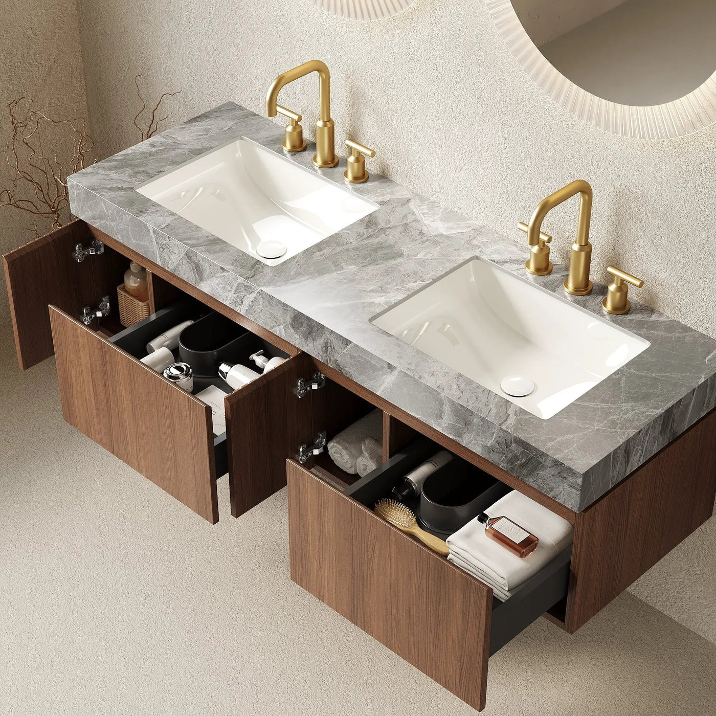 MURI 60" Bathroom Vanity & Sink, Floating Plywood Storage Cabinet by HouseOfZazla