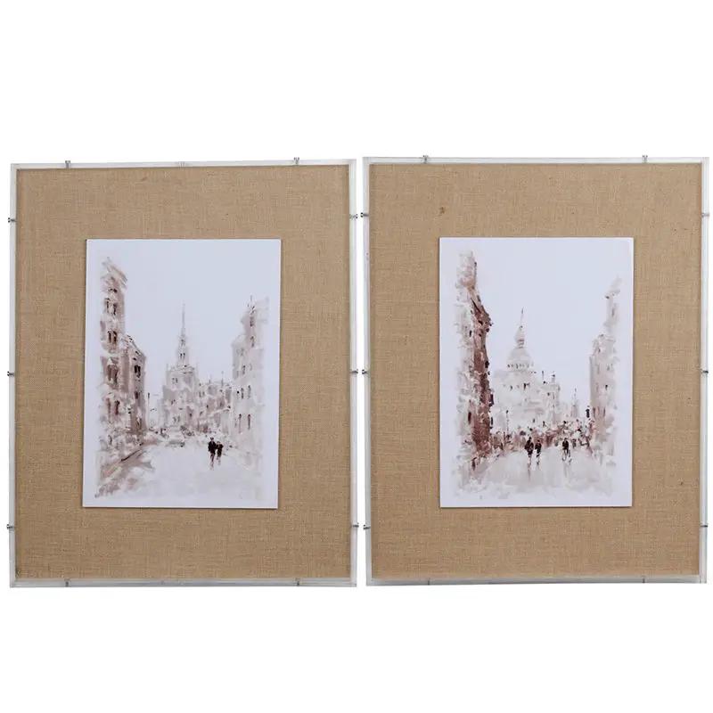 European Cities Watercolor Framed Prints (Set of 2) - Brown by Unique Piece Furniture